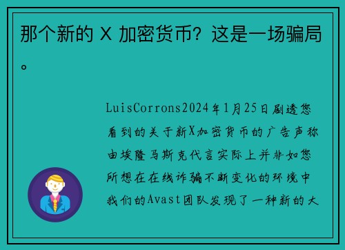 那个新的 X 加密货币?这是一场骗局。